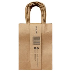 Ecopack Twisted Handle Paper Bags 150 x 80 x 210mm Brown, Pack of 25