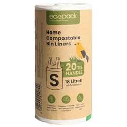 Ecopack Home Compostable Bin Liners Small 18L, Roll of 20
