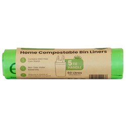 Ecopack Home Compostable Bin Liners 60L, Roll of 5