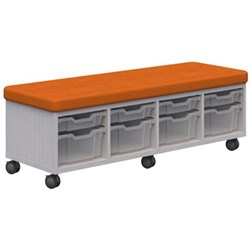 Ako Sit & Store Bench Seat With Storage 1380x480mm Silver Strata/Orange