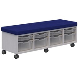 Ako Sit & Store Bench Seat With Storage 1380x480mm Silver Strata/Ocean