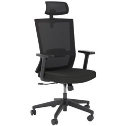 Tone Synchro Task Chair With Arms & Headrest Mesh Back Black/Nylon Base