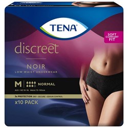 TENA Discreet Noir Continence Pants Women's Normal Low Waist Medium, Pack of 10