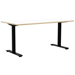 Klever Single User Desk Scallop Top 1500mm Snowdrift/Atlantic Oak/Black
