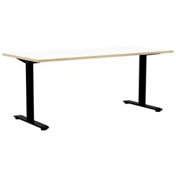 Klever Single User Desk Scallop Top 1800mm Snowdrift/Oak/Black