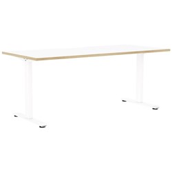 Klever Single User Desk Scallop Top 1800mm Snowdrift/Oak/White