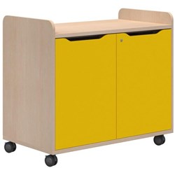 Accent Ako Store & Charge Cupboard 1000mm Refined Oak/Olympia Yellow