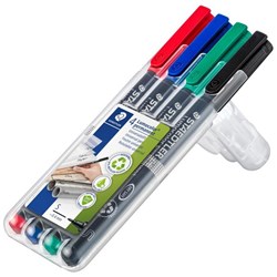 Staedtler Lumocolor 313 Permanent Markers Superfine Assorted Colours, Set of 4