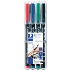 Staedtler Lumocolor 314 Permanent Markers Broad Assorted Colours, Set of 4