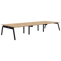 Accent Balance Angle 6 Pod Desk 1500x800mm Classic Oak/Black