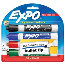 Expo Assorted Colours Dry Erase Markers Bullet Tip, Pack of 4