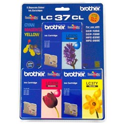 Brother LC37CL3 Colour Ink Cartridges, Pack of 3