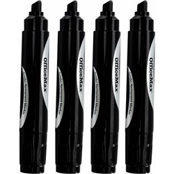 OfficeMax Jumbo Black Permanent Markers Chisel Tip, Pack of 4