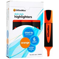 OfficeMax Orange Desk Style Highlighters Chisel Tip, Pack of 6
