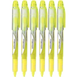 OfficeMax Yellow Pen Style Highlighters Chisel Tip, Pack of 6