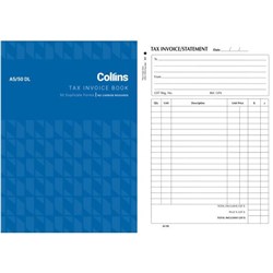 Collins A5/50DL Tax Invoice Book NCR Duplicate Set of 50
