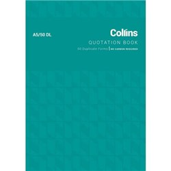 Collins A5/50DL Quotation Book NCR Duplicate Set of 50