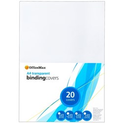 OfficeMax Transparent Binding Cover 150 Micron A4 Clear, Pack of 20