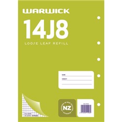 Warwick 14J8 A4 Graph Loose Leaf Refill 5mm Quad 40 Leaves