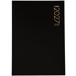 Collins A41 1/4 Hour Interleaved Appointment Diary A4 2 Pages Per Day 2027 Black