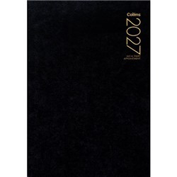 Collins A41A 1/4 Hour Appointment Diary A4 1 Day Per Page 2027 Black