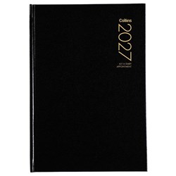 Collins A51 1/2 Hour Appointment Diary A5 1 Day Per Page 2027 Black