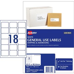 Avery General Use Labels L7161 18 Per Sheet