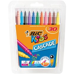 BIC Kids Cascade Felt Tip Markers Assorted Colours, Pack of 30
