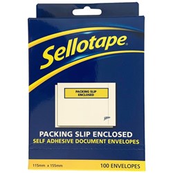 Sellotape Labelopes Packing Slip Enclosed Self Adhesive Document Envelopes, Pack of 100