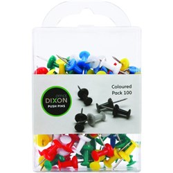 Dixon Push Pins Assorted Colours, Pack of 100