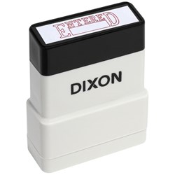 Dixon 028 Self-Inking Stamp ENTERED With Write In Box Red