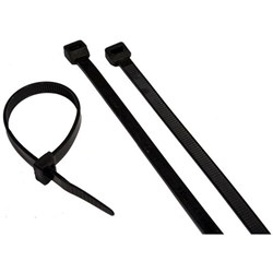 Plastic Cable Ties 200x4.8mm Black, Pack of 100