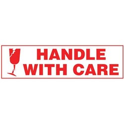 Shipping Label Handle With Care 30x127mm Red on White, Box of 250