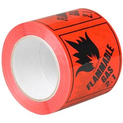 RIPA Shipping Label Flammable Gas 2.1 96x100mm Black on Red, Roll of 500
