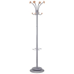 Stily Coat Stand 4 Hooks With Umbrella Stand 380x1770mm Silver