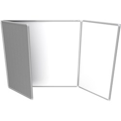 Boyd Visuals Porcelain Whiteboard Cabinet with Grey Fabric Doors 900 x 600mm