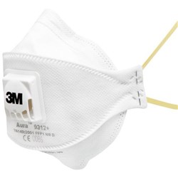3M™ Aura™ P1 Valved Flat Fold Dust & Mist Particulate Respirator Masks 9312A+, Box of 10