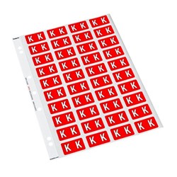 Codafile Alphabetical Letter K Labels 162560 25mm Red, Sheet of 40
