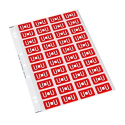 Codafile Alphabetical Letter U Labels 162571 25mm Red, Sheet of 40