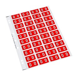 Codafile Numbers 0 Labels 162500 25mm Red, Sheet of 40