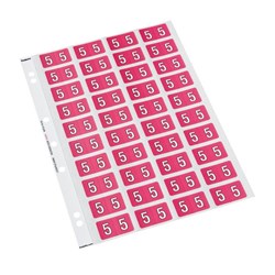 Codafile Numbers 5 Labels 162505 25mm Pink, Sheet of 40
