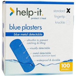 Help-It Metal Detectable Plasters 72x25mm Blue, Pack of 100