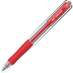 uni Laknock Red Retractable Ballpoint Pen 0.7mm Fine Tip