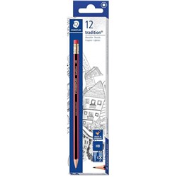 Staedtler Tradition HB 1222 Pencil Eraser Tip Black, Box of 12