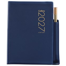Collins A72 Pocket PVC Diary With Pencil 2 Days Per Page 2027 Blue