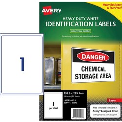 Avery Heavy Duty Laser Labels L7067 White 1 Per Sheet
