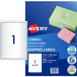 Avery Crystal Clear Shipping Laser Labels L7567 1 Per Sheet