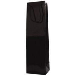 Wine Bottle Gift Bag Single 90 x 390mm Glossy Black