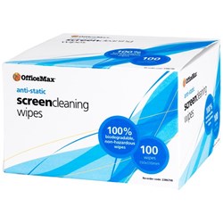 OfficeMax Anti-Static Screen Cleaning Wipes, Pack of 100