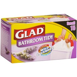 Glad Bathroom Tidy Drawstring Bin Liners Lavender Scented 18L Small, Pack of 15